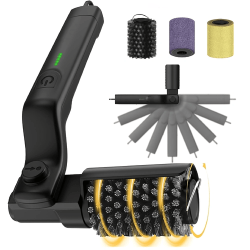 Cordless electric rotary grill brush with replacement heads